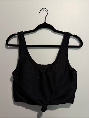 Coral Reef Black Ribbed Swim Top Size Large